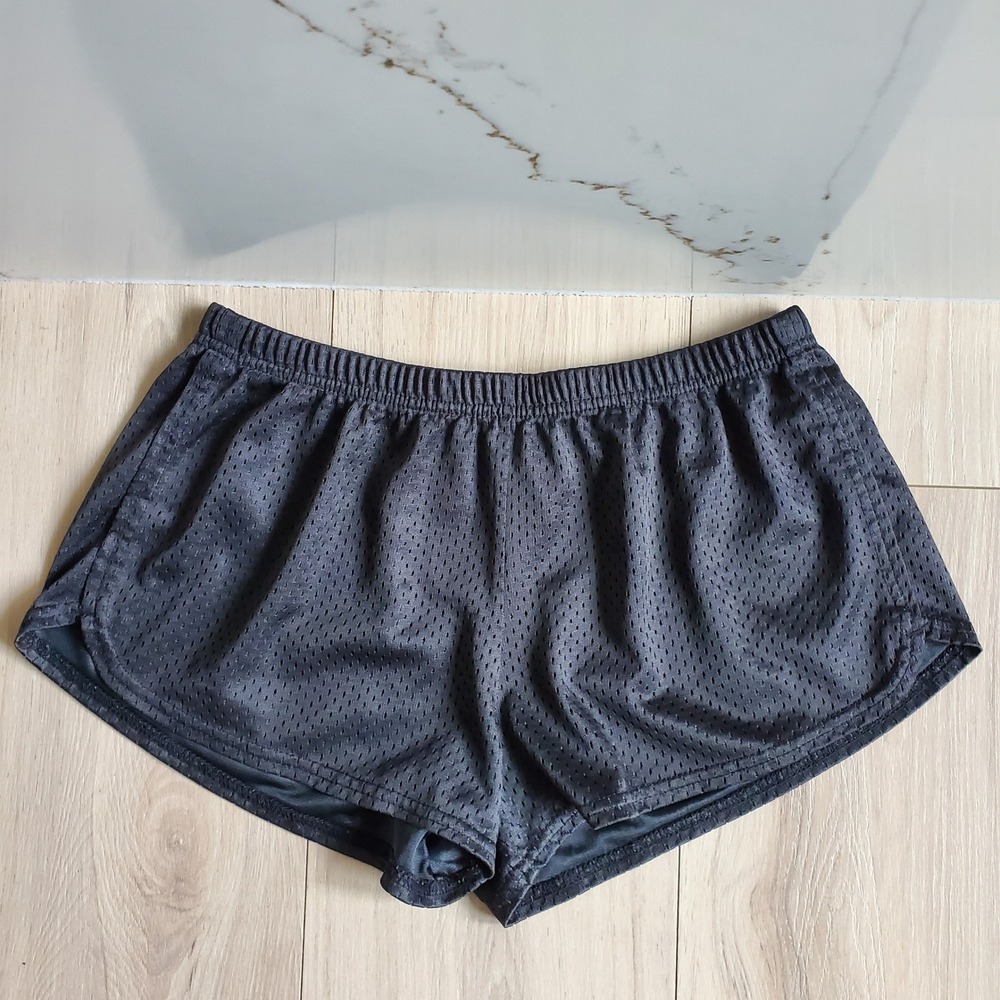 Soffe Mesh Shorts Womens L Black Low Rise Elastic Waist Cheer Running Gym 90s